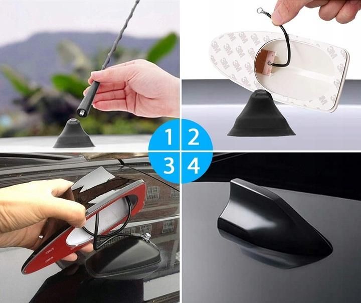 антена за кола тип перка на акула, с усилвател, черна verk 10054