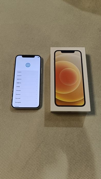 iPhone 12, 128 Гб, белый Айфон 12, ёмкость 78%+оригинальная коробка,за