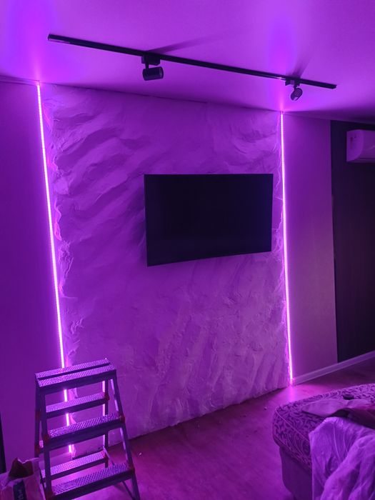 Поклейка обоев от 500 за кв ТВ зоны кафель