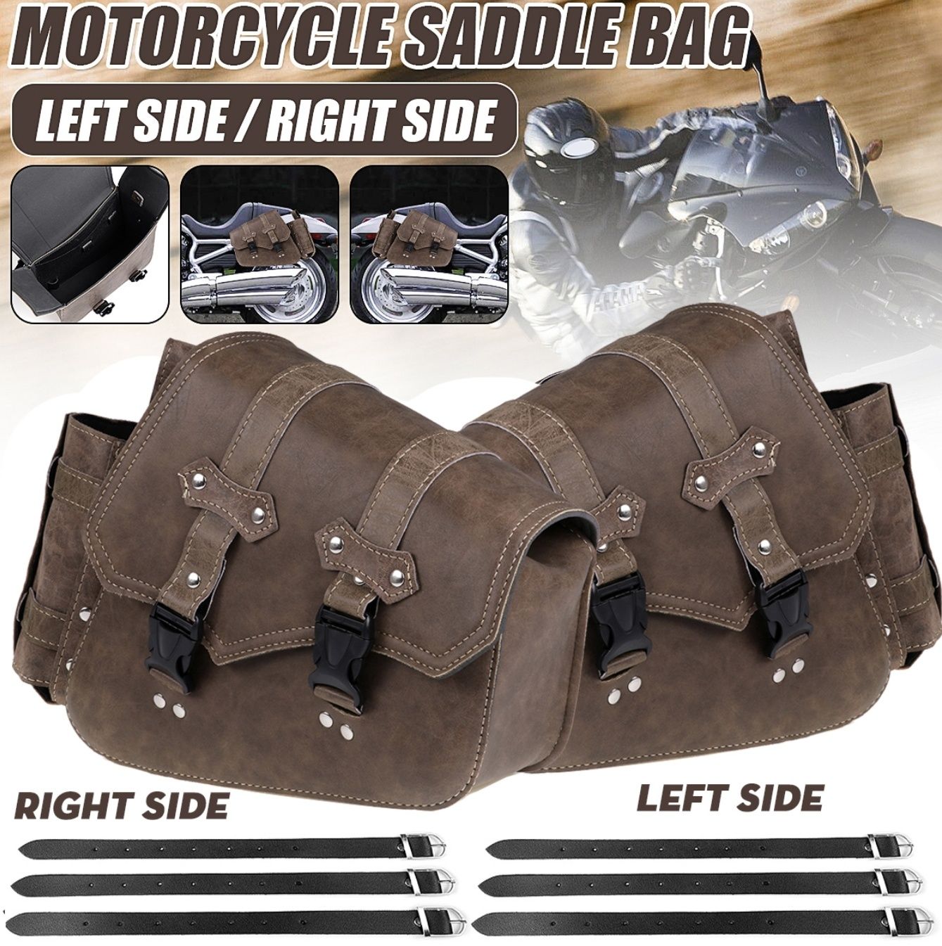 Geanta laterala side case coburi moto cu suport de sticla