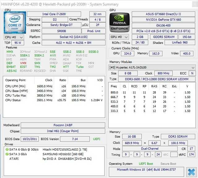 Calculator Unitate Pc Gaming Hp I7 2600 Gtx 660 Ram 16 Gb