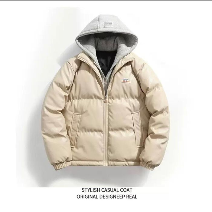 Куртка на зиму кожанный для мужщин, белый,