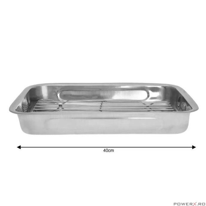 Tava din inox, pentru cuptor, cu gratar, 40 cm, Kinghoff