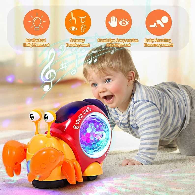 Crab dansator Interactiv pentru copii, lumini si muzica, de la 0 ani
