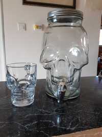 Craniu dozator sticla. 4 litrii, funct, cu capac si pahar craniu