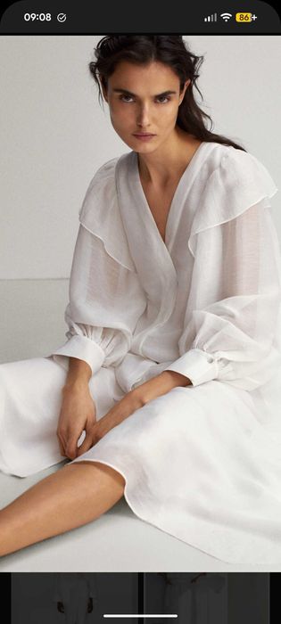 Рокля Massimo Dutti, лен и коприна