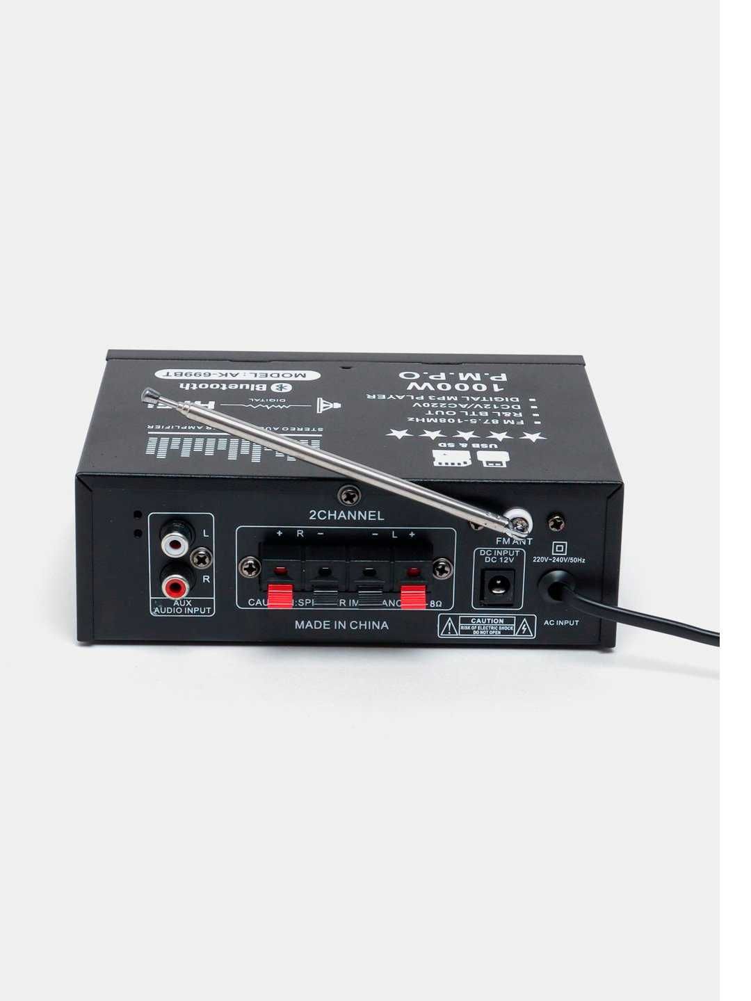 Усилитель для колонок динамиков, Bluetooth, Fm, USB. 2 канала