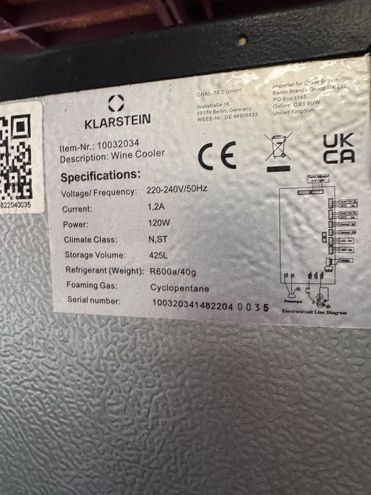 Vitrina frigorifica pentru vinuri 425L