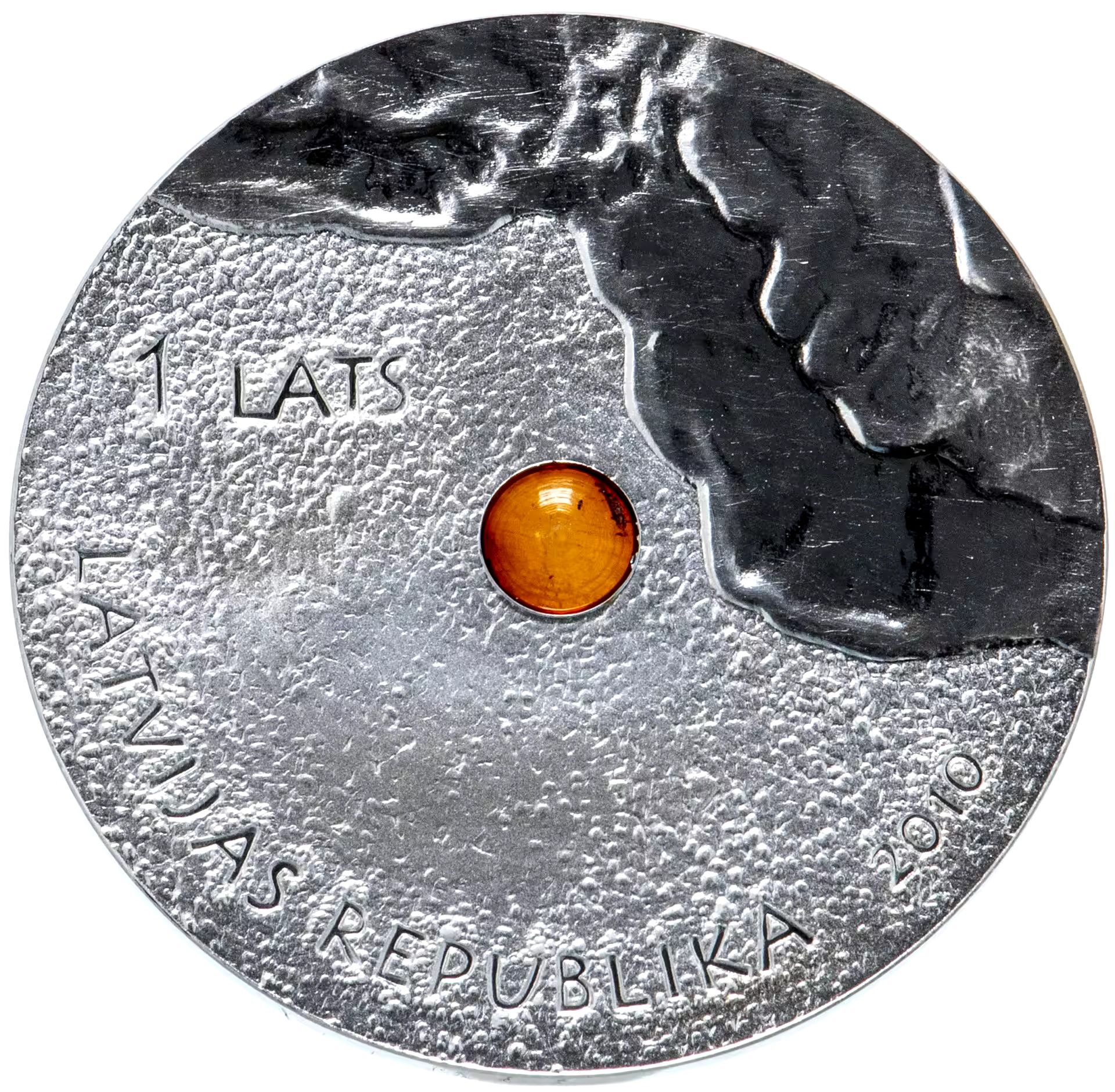 Латвия 1 лат 2010 "Монета янтаря" в футляре с сертификатом редкость