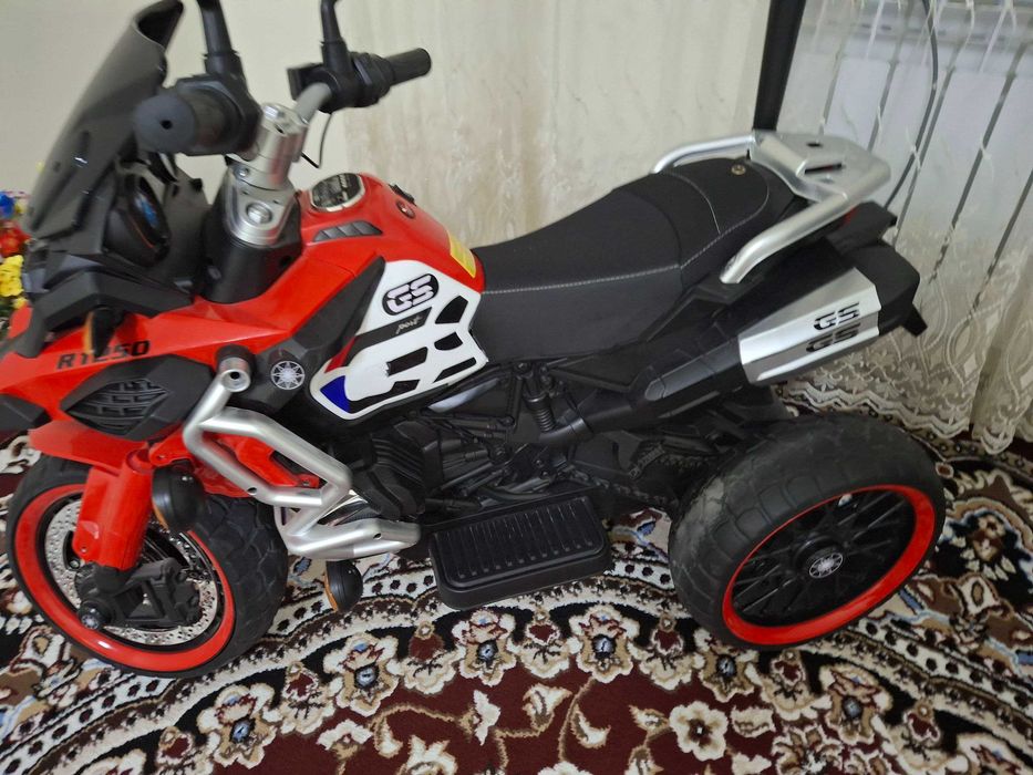 Электрический детский мотоцикл колеса резиновые