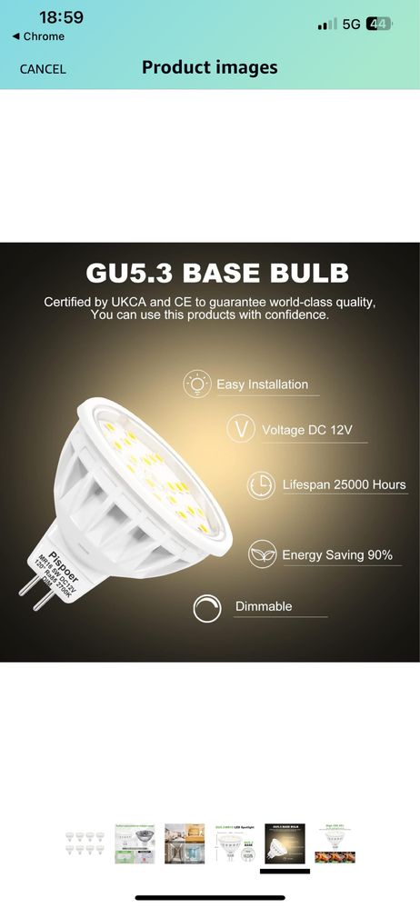 Becuri led GU5.3 MR16 bulb 5W=50W - 8 buc