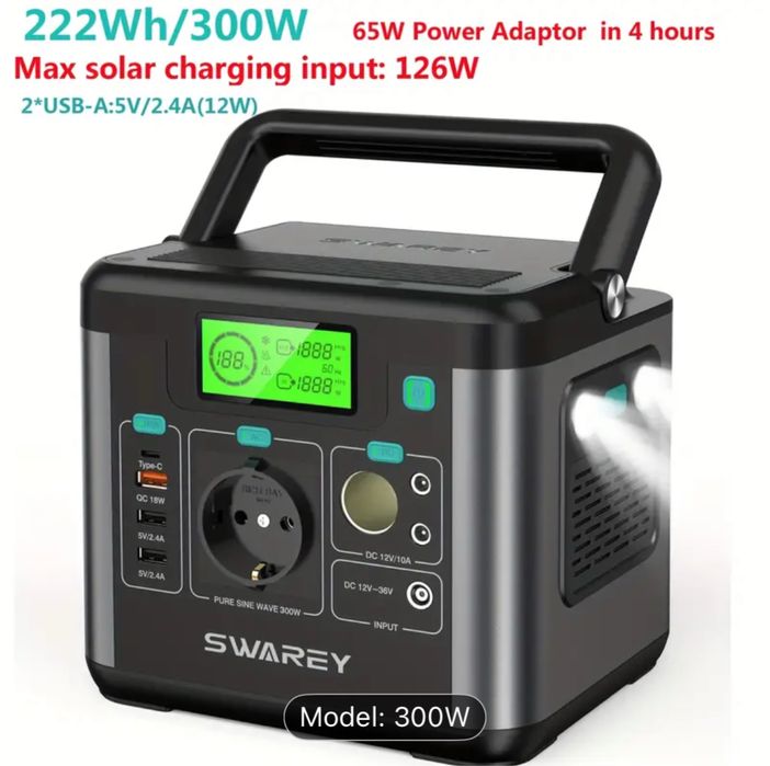 Swarey S160 - 300W преносима соларна станция / генератор за къмпинг