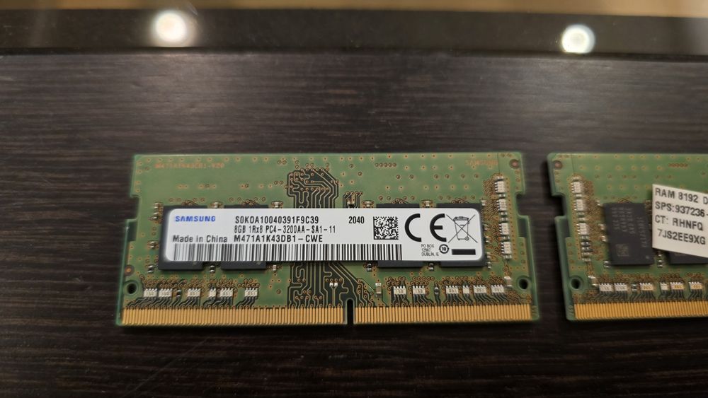2 бр. RAM Memory - Samsung M471A1K43DB1-CWE 8GB DDR4 SO-DIMM laptop