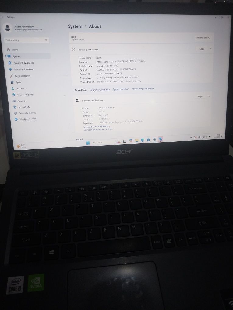 Acer core i3 operativka 12