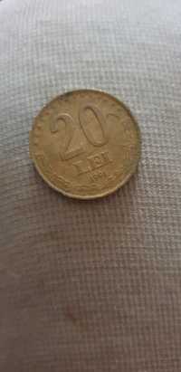 Moneda de 20 lei  cu chipul lu stefan cel mare 1991