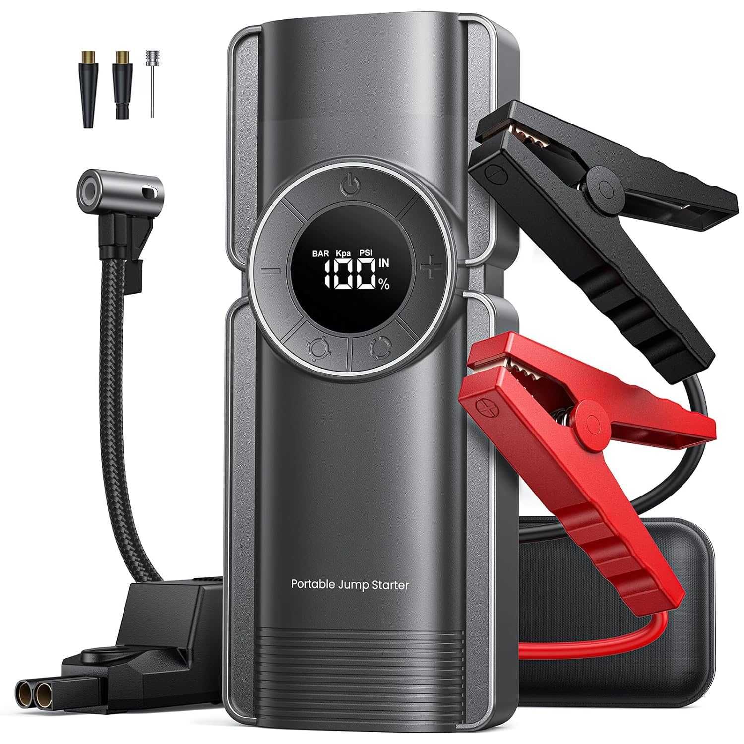 Нов джъмп стартер 4-в-1 20000mAh / 3000A с въздушен компресор...