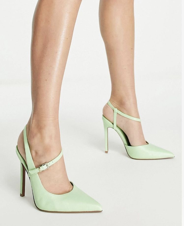 Asos Design Piano asymmetric high heel shoes in green