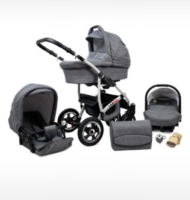 Carucior 3 în 1, BabyLux Largo, Gri