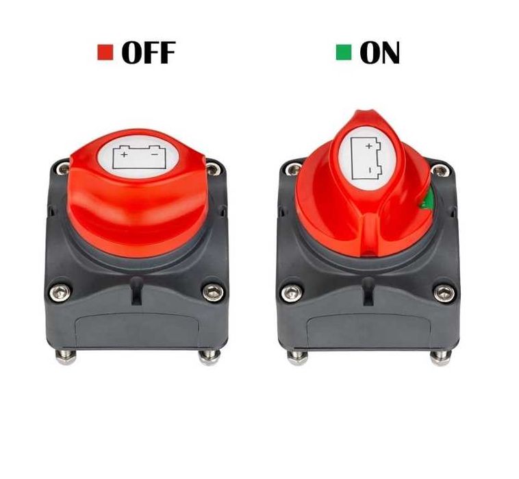 Въртящ се ключ маса / прекъсвач на акумулатор – 12–48V, 275A, IP66