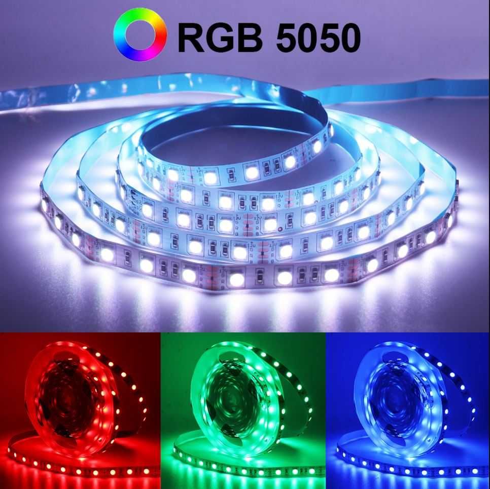 RGB LED лента 5050 светеща лента, 5 метра с дистанционно