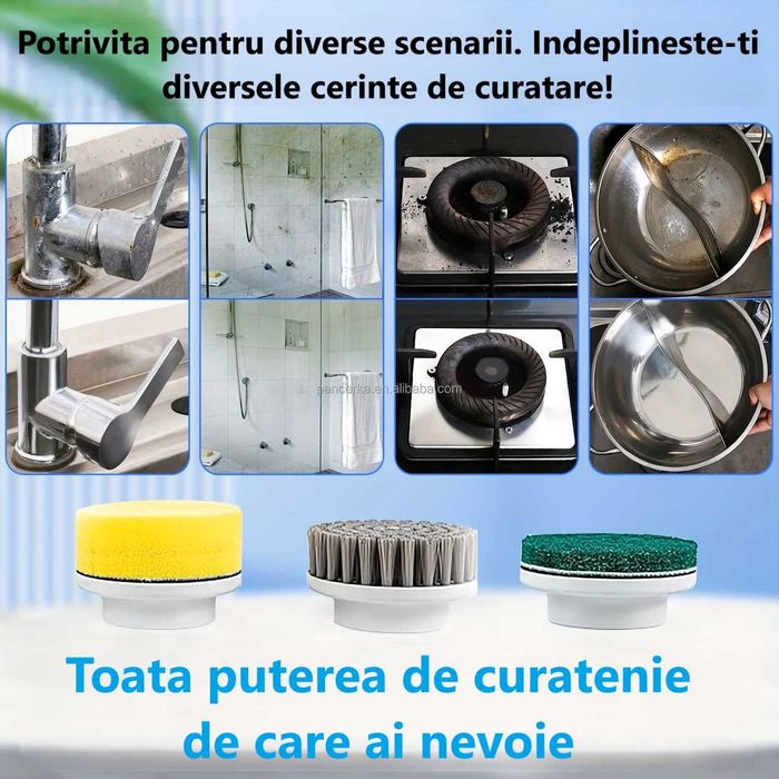 Perie de curatare electrica portabila, ideala pentru bucatarie si baie