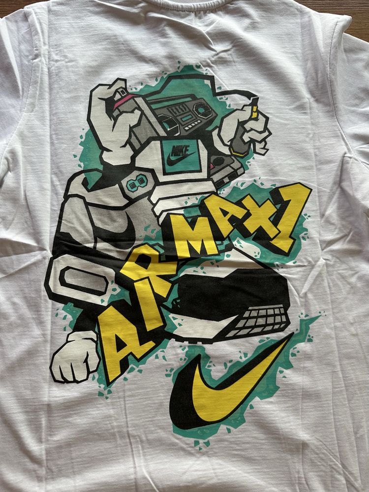 Мъжка,памучна,бяла тениска Nike Air Max с щампа на гърба,р-ри XXS,XS,S