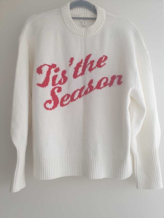 Бял зимен пуловер H&M