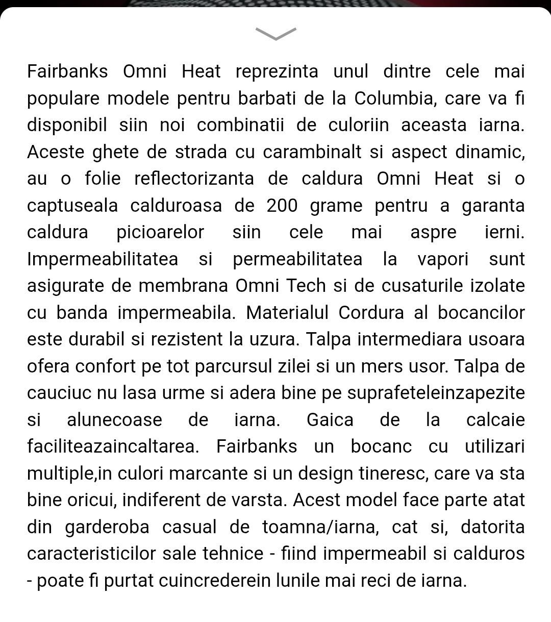 Ghete -32 celsius Columbia Fairbanks omniheat