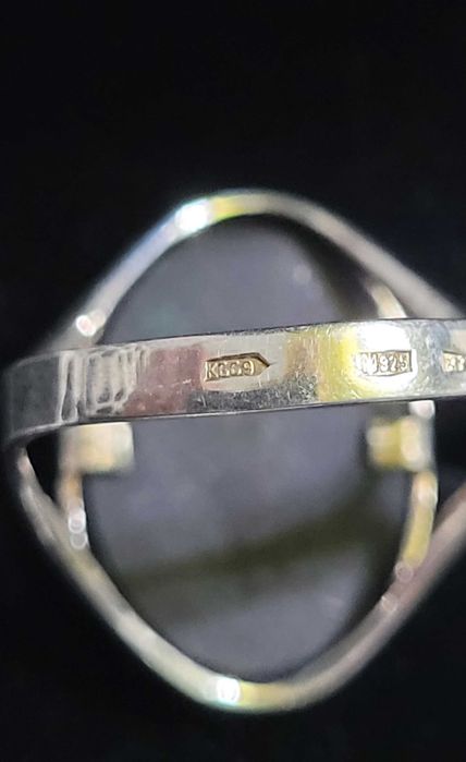 Set argint, cercei si inel, Onix  aur de 9k zirconii