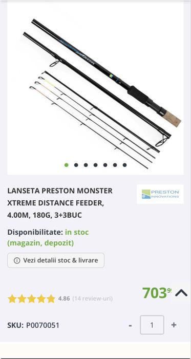 Lanseta Preston monster 4m 180g