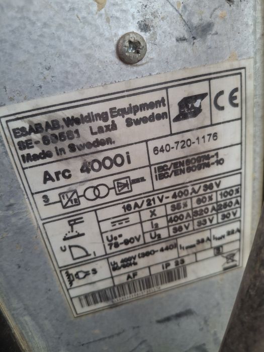 Aparat sudura profesional ESAB Arc 4000i-400A Trifazic, Suedia