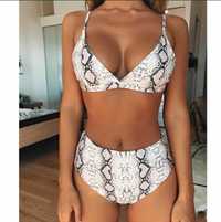 Costum de baie nou snake print talie inalta s/m superb