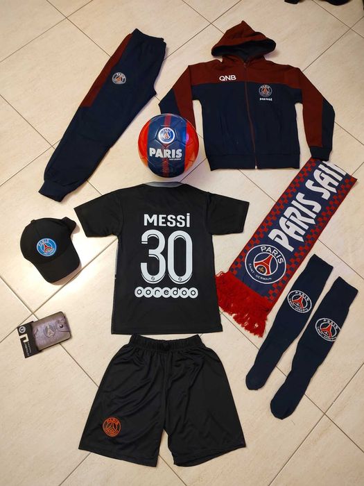 Черен ЕКип Мбапе + Топка + Калци + Шапка 99лв ПСЖ PSG Mbappe Детско