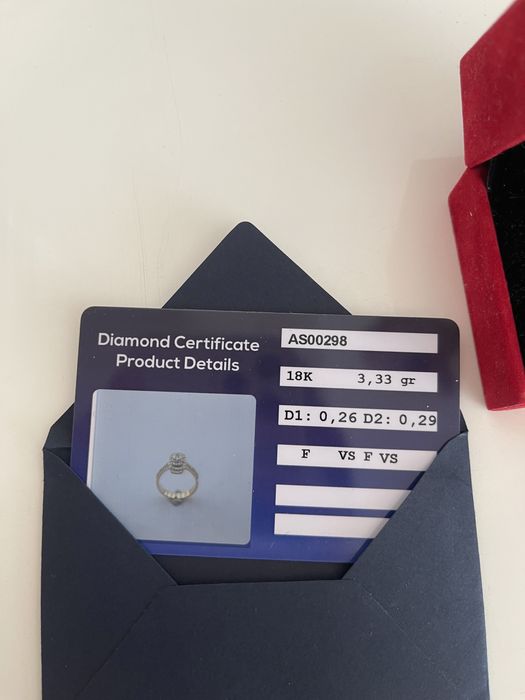 Inel cu diamante F VS aur18K , 3.33gr