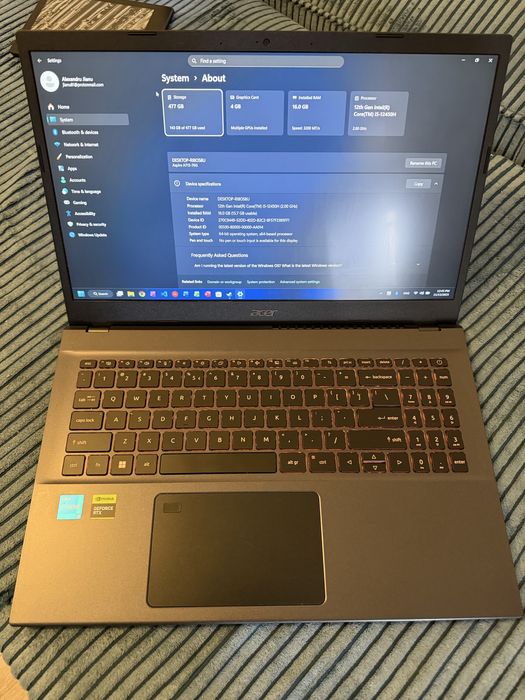 Laptop gaming Acer Aspire 7 A715-76G-54LL RTX 3050