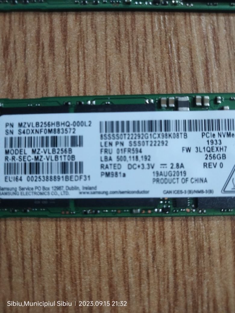 Ssd 256 gb nvme  lung