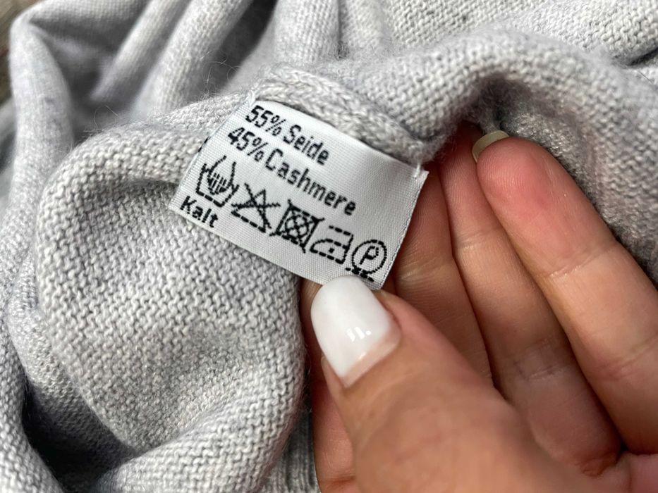 Дамски пуловер 42 - L КОПРИНА и КАШМИР поло яка сив