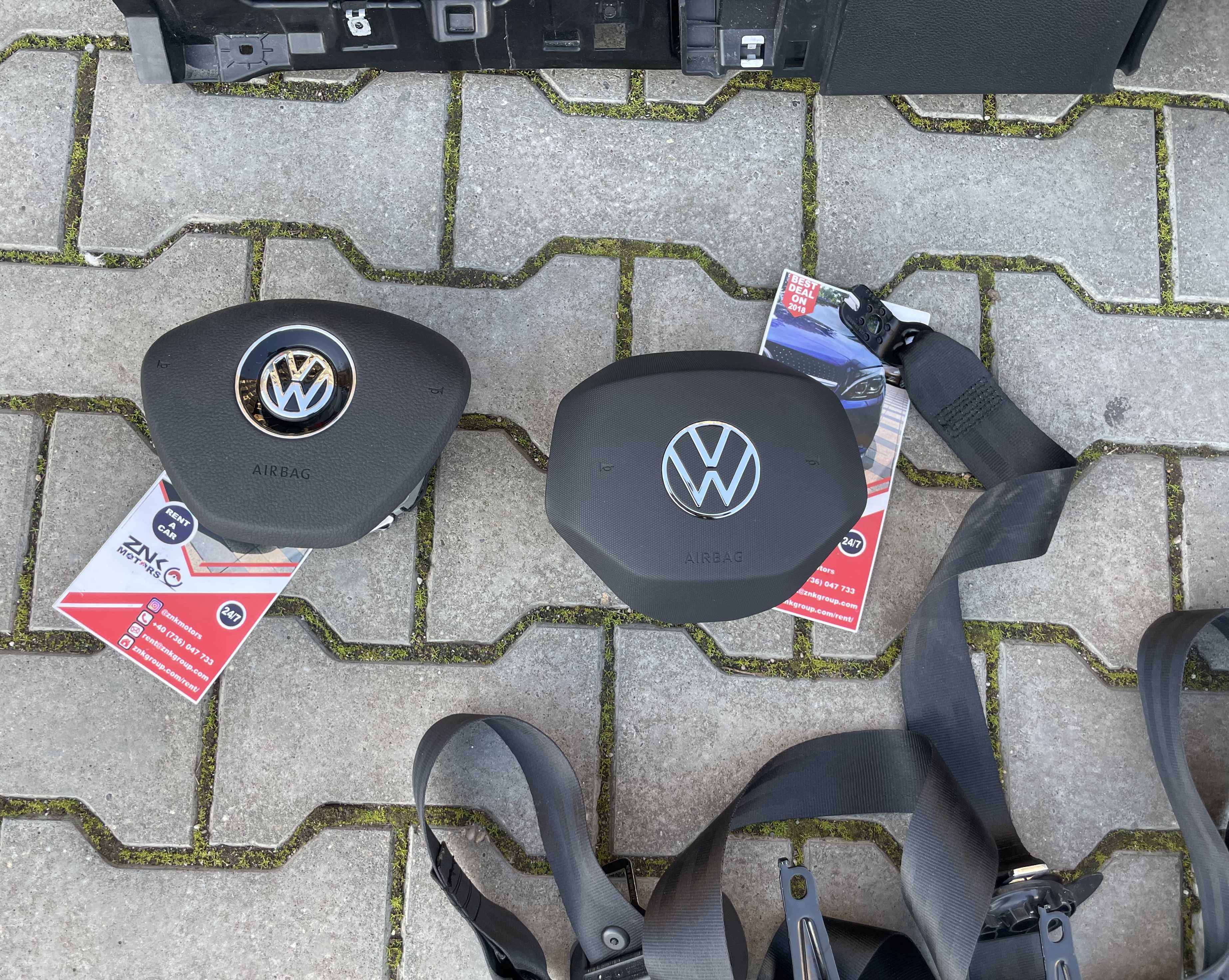 VW T-Roc plansa de bord cusatura - kit airbag - set centuri siguranta