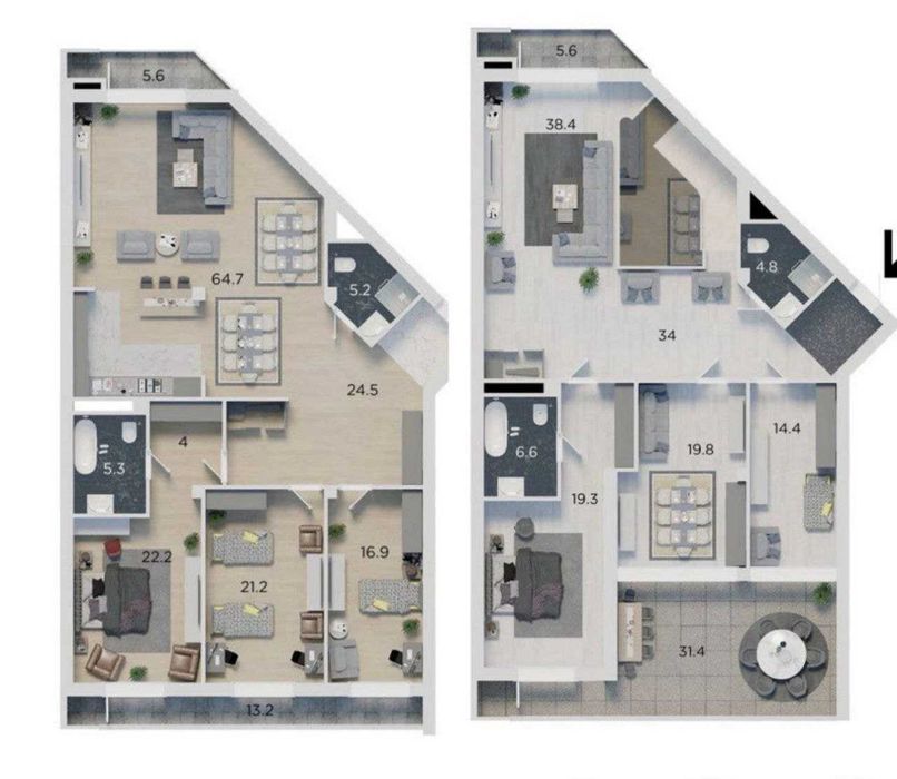 ПРОДАЕТСЯ КВАРТИРА!5-комнат,369 кв.м,КОРОБКА,ЖК "Tiara Residence". США