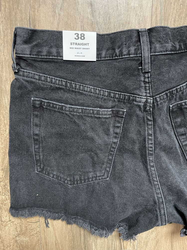 Pantaloni scurti NOI Mango negri din denim cu rupturi marime 38