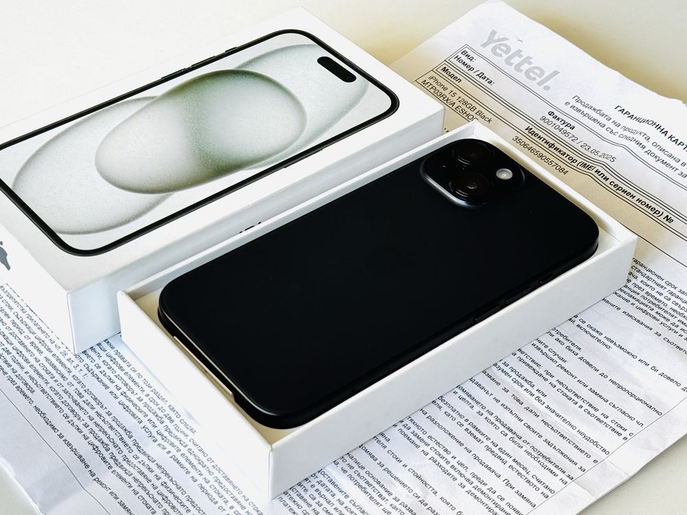 НОВ! Iphone 15 128GB Black Гаранция 3 години