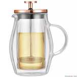 Infuzor, aparat din sticla cu piston pentru cafea, ceai, culoare