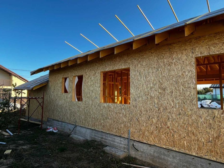 Cabana stil A-Frame, casa, terase si foisoare din structura de lemn