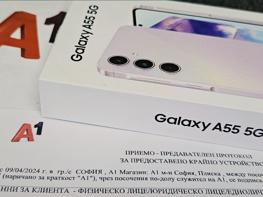 ЗАПЕЧАТАН 128GB Samsung A55 5G Гаранция A1 2027 Lilac / Violet / Лилав