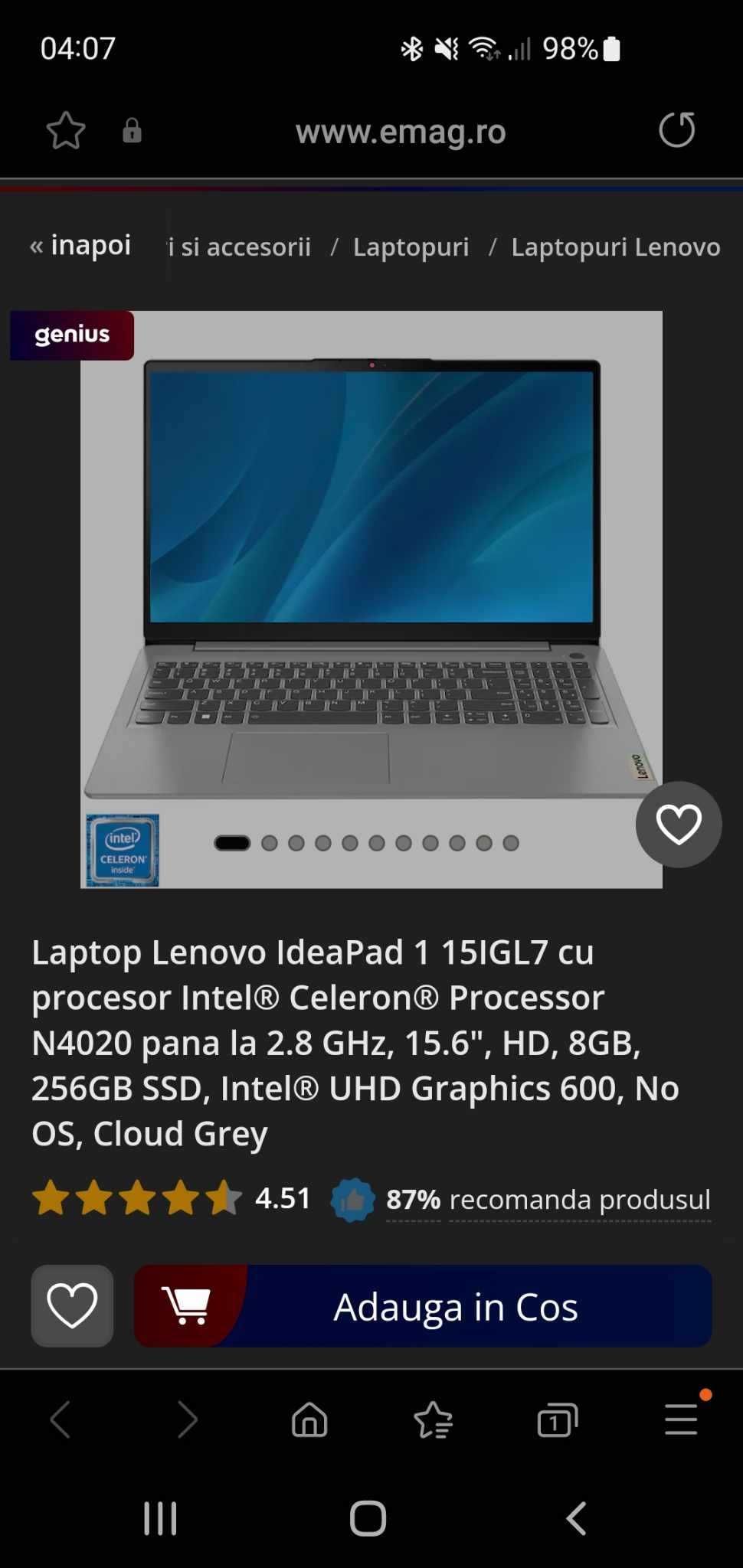 Vand laptop Lenovo
