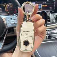 Husa de protectie premium pentru cheie auto Mercedes Benz, Alba