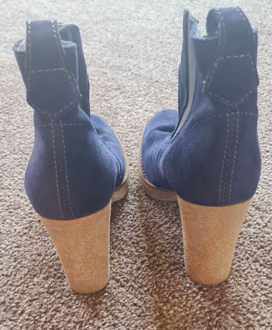Botine ghete piele intoarsa bleumarin 37