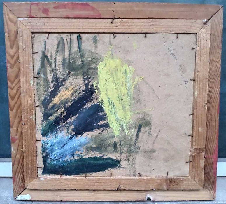 Tablou vechi - cabana in munti semnat AC ( Ciucurencu)