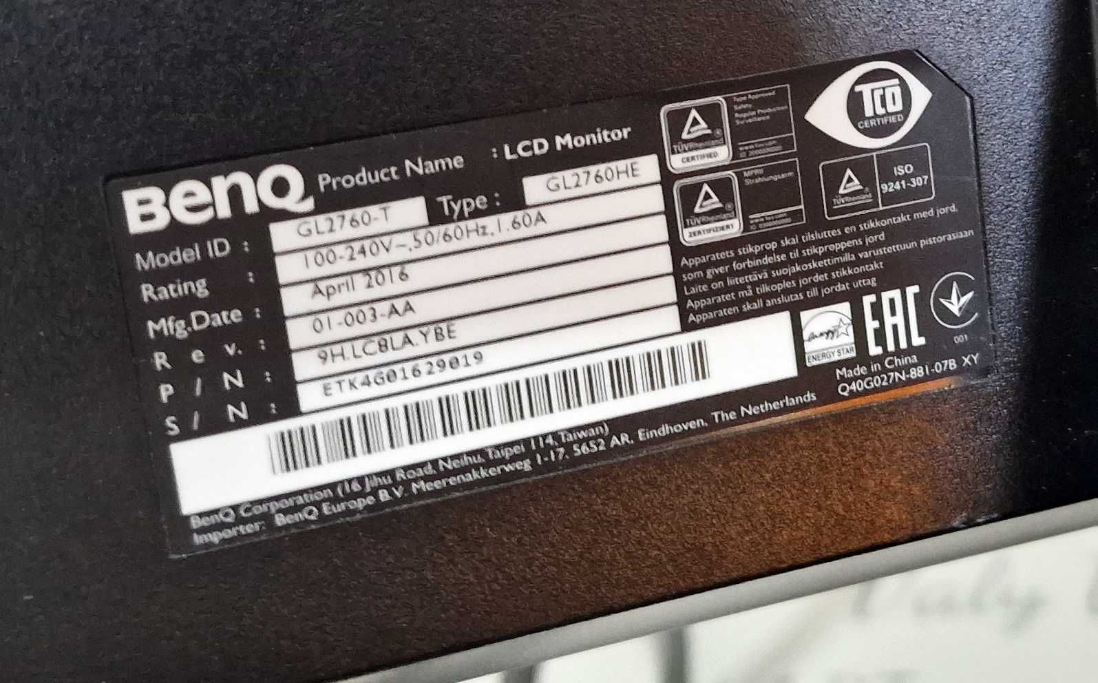 Monitor led Benq GL-2760T - 27 inch/68 cm - full hd