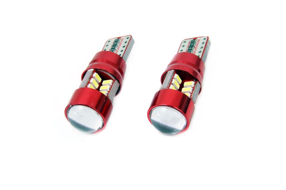Bec de pozitie tip LED Canbus, T10 W2.1x9.5 W5W, 12-24V 2.5W, 27 SMD 3014, culoare alb, Amio, set 2 buc